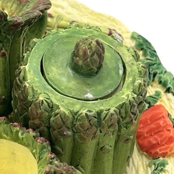 Vtg 90s Miniature Resin Asparagus Tea Set w/ Plate Mini Garden Cottage Dollhouse - Picture 12 of 12